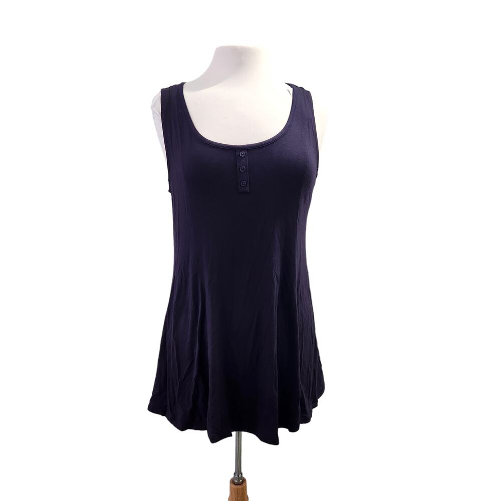 Lane Bryant Navy Blue 1/4 Button Down Swing Tank Top Size 10/12 NWT